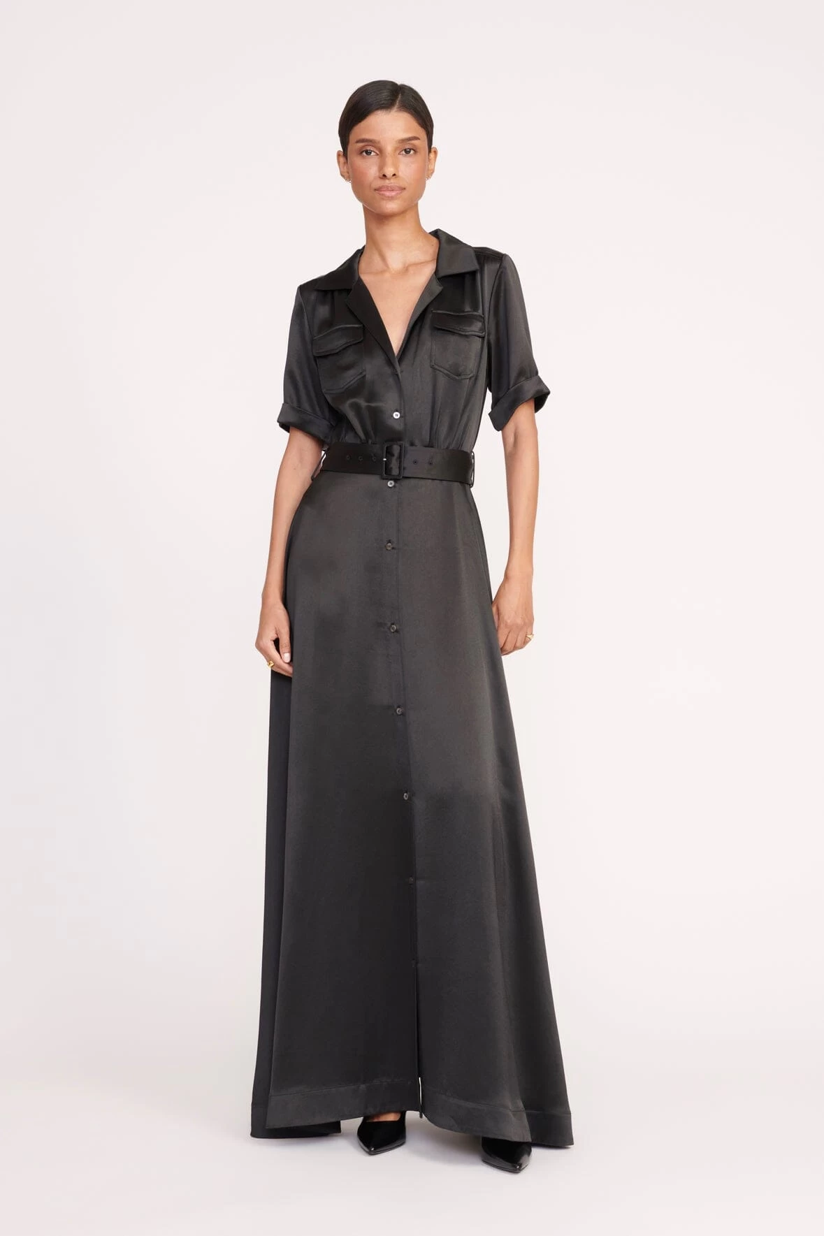 MILLIE DRESS | BLACK SATIN 1 MILLIE DRESS | BLACK SATIN