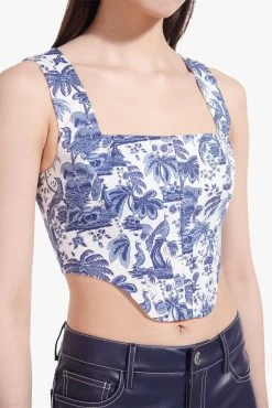 ALICE TOP | CHINA BLUE TOILE -Chic Style Shop Alice Top Blue Toile Cropped Elliot Pant Navy 00202 web