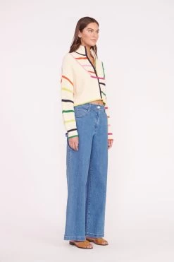 CROPPED HAMPTON SWEATER | CREAM RAINBOW MULTI -Chic Style Shop CROPPED HAMPTON CREME RAINBOW MULTI 01612 web