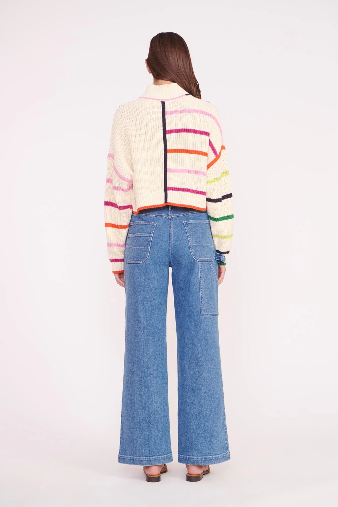 CROPPED HAMPTON SWEATER | CREAM RAINBOW MULTI 4 CROPPED HAMPTON SWEATER | CREAM RAINBOW MULTI - Image 4