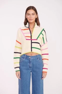 CROPPED HAMPTON SWEATER | CREAM RAINBOW MULTI 13 CROPPED HAMPTON SWEATER | CREAM RAINBOW MULTI -Chic Style Shop CROPPED HAMPTON CREME RAINBOW MULTI 01627 web
