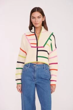 CROPPED HAMPTON SWEATER | CREAM RAINBOW MULTI