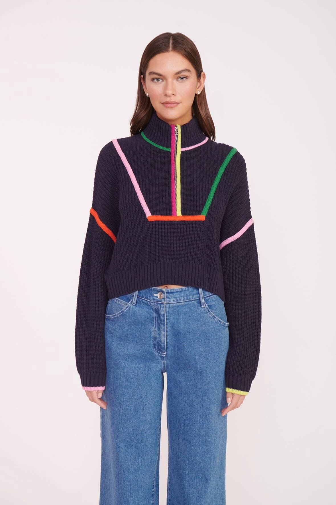 CROPPED HAMPTON SWEATER | NAVY MULTI 4 CROPPED HAMPTON SWEATER | NAVY MULTI - Image 4