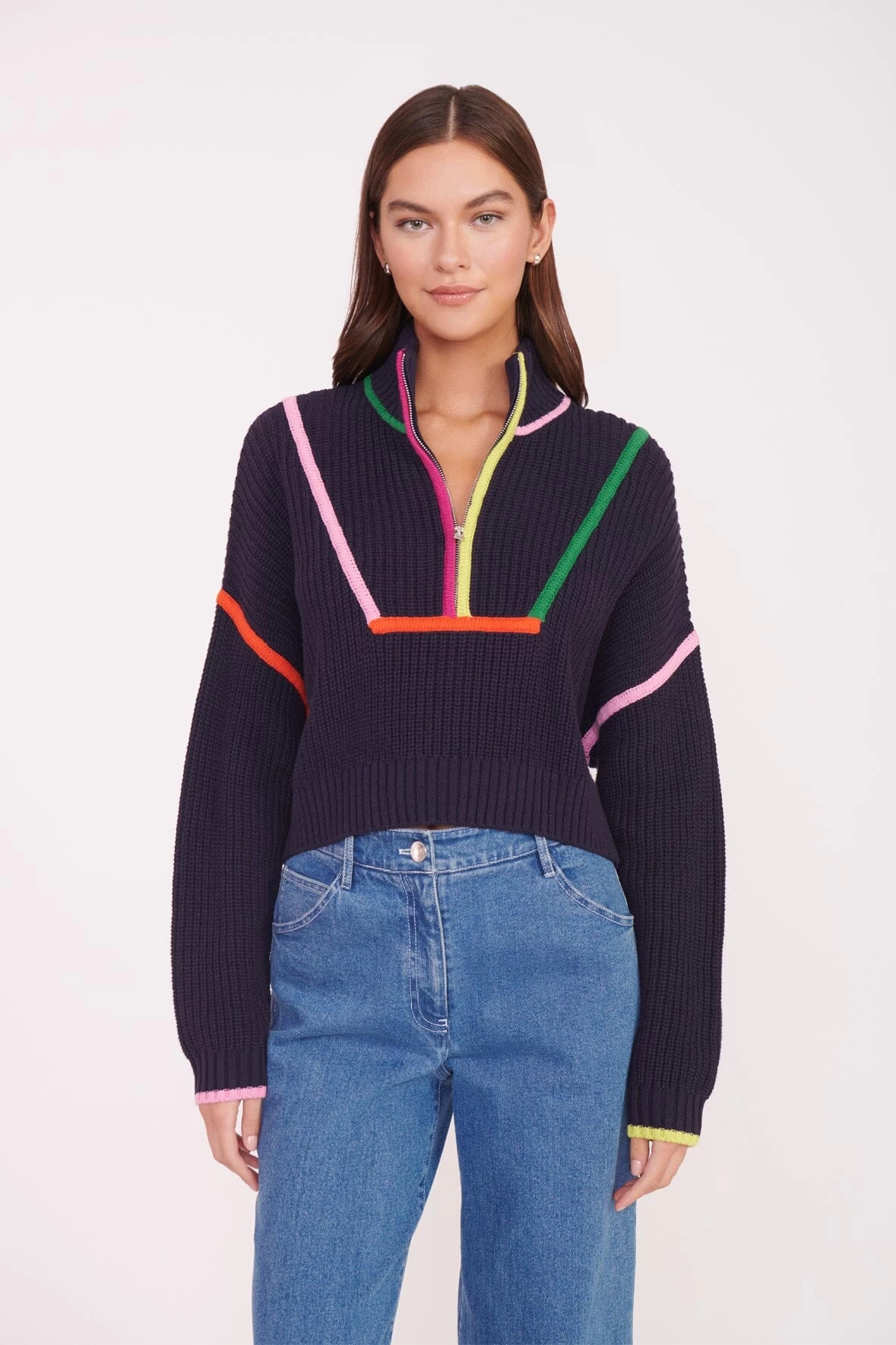 CROPPED HAMPTON SWEATER | NAVY MULTI 1 CROPPED HAMPTON SWEATER | NAVY MULTI