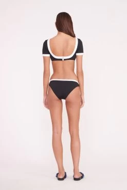 LILY SHORT SLEEVE BIKINI TOP | BLACK WHITE -Chic Style Shop LILY TOP GEMMA BOTTOM BLACK WHITE 00509 web