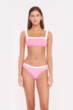 LIV BIKINI TOP | CORAL PINK WHITE