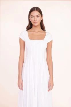 MAXI SHORT SLEEVE WELLS DRESS | WHITE -Chic Style Shop RENAME WHITE DRESS BAGS 02051 web