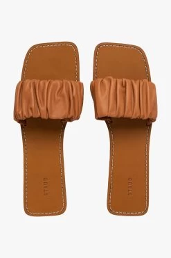 NINA RUCHED SANDAL | TAN -Chic Style Shop STAUD MAYA RUCHED SANDAL TAN NAPPA SPRING 21 22
