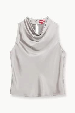 GESTURE TOP | SILVER -Chic Style Shop STAUD GESTURE WOVENTOP SILVER FALL 23 ECOM 1