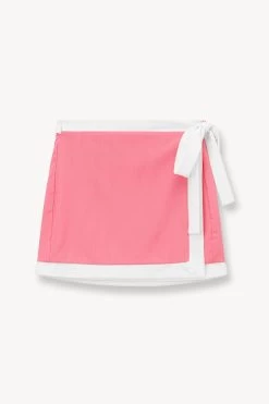 GRETCHEN COVERUP WRAP SKIRT | CORAL PINK WHITE -Chic Style Shop STAUD GRETCHEN MINI WRAP SKIRT CPWT SUPF 23 ECOM 1 1