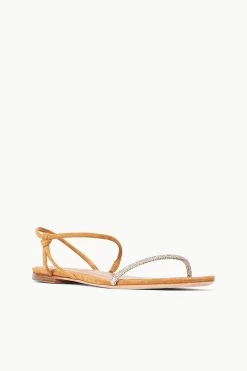 LAUREL CRYSTAL SANDAL | RHINESTONE CASHEW SUEDE -Chic Style Shop STAUD LAUREL SANDAL CASHEWRHINESTONE SPRING 23 ECOM 2