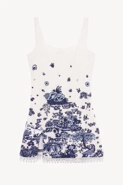 LE SABLE DRESS | BLUE TOILE -Chic Style Shop STAUD LE SABLE DRESS CHINE BLUE TOILE HOLIDAY 22 ECOM 1