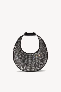 MINI MOON CRYSTAL BAG | BLACK -Chic Style Shop STAUD MINI MOON CRYSTAL BAG BLACKRHINESTONE HOLIDAY 22 ECOM 2 R1