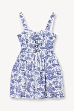 MINI SUTTON DRESS | BLUE TOILE -Chic Style Shop STAUD MINI SUTTON DRESS BLUE TOILE SUPF 23 ECOM 1