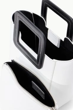 MINI SHIRLEY LEATHER BAG | WHITE BLACK -Chic Style Shop STAUD MINISHIRLEY BAG WHITEBLACK SPRING 23 ECOM 5