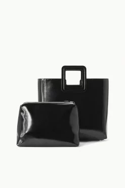 SHIRLEY LEATHER BAG | BLACK POLISHED -Chic Style Shop STAUD SHIRLEYLEATHER TOTE BLACK FALL 23 ECOM 3