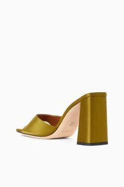 SLOANE HEEL | OLIVE SATIN -Chic Style Shop STAUD SLOANE HEEL OLIVESATIN SPRING 23 ECOM 3 1