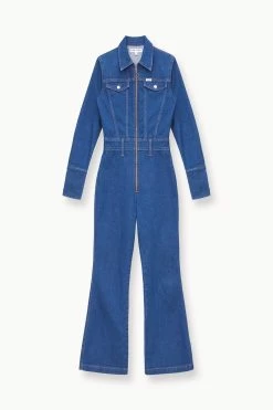 STAUD + WRANGLER THE BODY JUMPSUIT | DARK RINSE -Chic Style Shop STAUD THEBODYJUMPSUIT34 JUMPSUITROMPER DARKRINSE WRANGLER 23 ECOM 1