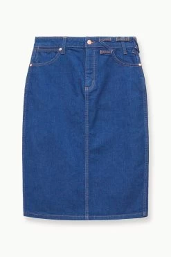 STAUD + WRANGLER THE PENCIL SKIRT | DARK RINSE -Chic Style Shop STAUD THEPENCILSKIRT DENIMSKIRT DARKRINSE WRANGLER 23 ECOM 1