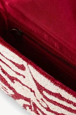 TOMMY BEADED BAG | SCARLET WHITE -Chic Style Shop STAUD TOMMY BEADED BAG SCARLET WHITE HOLIDAY 22 ECOM 3