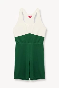 BOUNCE SHORT UNITARD | COURT GREEN IVORY -Chic Style Shop STAUD UNKNOWN SHORT JUMPSUIT GREEN SUPF 23 ECOM 1