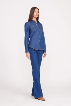 STAUD + WRANGLER THE WESTERN SHIRT | DARK RINSE -Chic Style Shop Wrangler 0811 web
