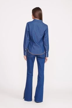 STAUD + WRANGLER THE WESTERN SHIRT | DARK RINSE -Chic Style Shop Wrangler 0818 web