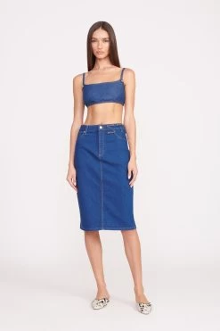 STAUD + WRANGLER THE PENCIL SKIRT | DARK RINSE -Chic Style Shop Wrangler 1038 web