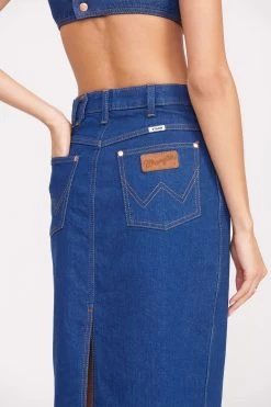 STAUD + WRANGLER THE PENCIL SKIRT | DARK RINSE -Chic Style Shop Wrangler 1048 web