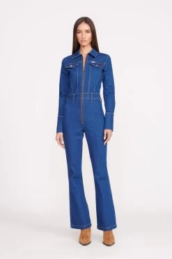 STAUD + WRANGLER THE BODY JUMPSUIT | DARK RINSE