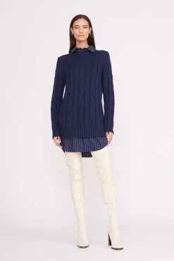 ALDRIN DRESS | NAVY PINSTRIPE -Chic Style Shop aldrin dress navy pinstripe