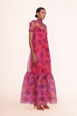 CALLUNA DRESS | MAGENTA PAINTED FLORAL -Chic Style Shop calluna dress magenta 00775 web