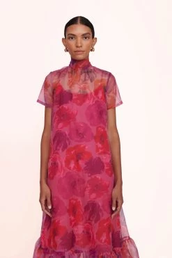 CALLUNA DRESS | MAGENTA PAINTED FLORAL -Chic Style Shop calluna dress magenta 00788 web