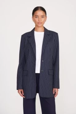 CITY BLAZER | NAVY PINSTRIPE