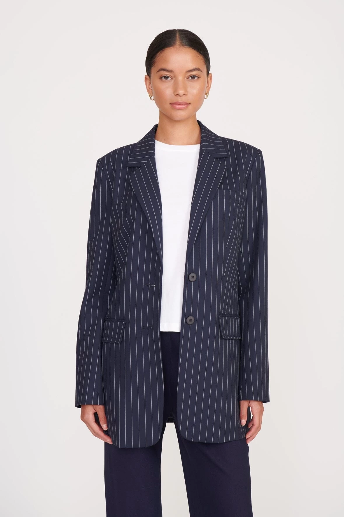 CITY BLAZER | NAVY PINSTRIPE 1 CITY BLAZER | NAVY PINSTRIPE