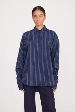 COLTON SHIRT | NAVY PINSTRIPE