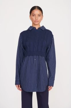 COOPER TOP | NAVY PINSTRIPE