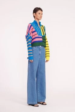 CROPPED HAMPTON SWEATER | FORMENTERA STRIPE -Chic Style Shop cropped hampton formentera stripe 05274 web