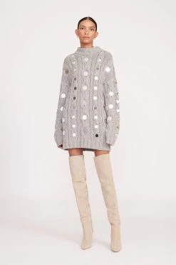 BEEHIVE MIRRORED SWEATER | HEATHER GREY 7 BEEHIVE MIRRORED SWEATER | HEATHER GREY -Chic Style Shop fall 23 1070 web