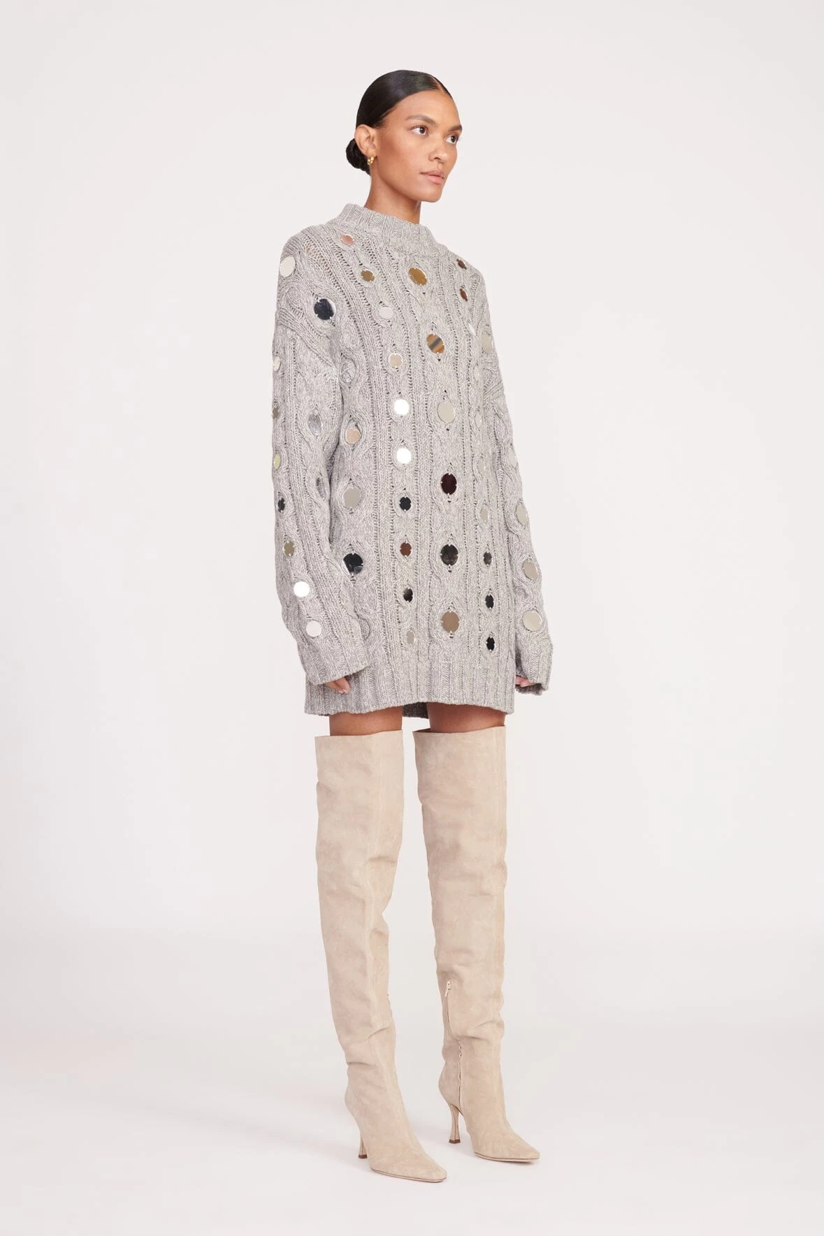 BEEHIVE MIRRORED SWEATER | HEATHER GREY 2 BEEHIVE MIRRORED SWEATER | HEATHER GREY - Image 2