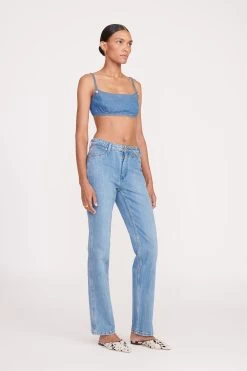 STAUD + WRANGLER THE JEAN BIKINI TOP | MID BLUE -Chic Style Shop fall 23 1903 web