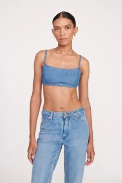 STAUD + WRANGLER THE JEAN BIKINI TOP | MID BLUE -Chic Style Shop fall 23 1912 web