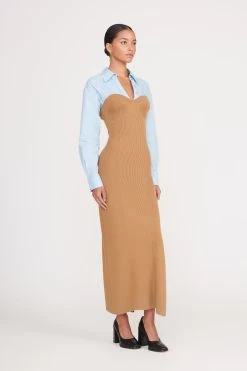 HAZEL DRESS | CAMEL FRENCH BLUE -Chic Style Shop hazel dress camel french blue 4 1e93c230 81f2 4ddf bc7d 68af096807a1