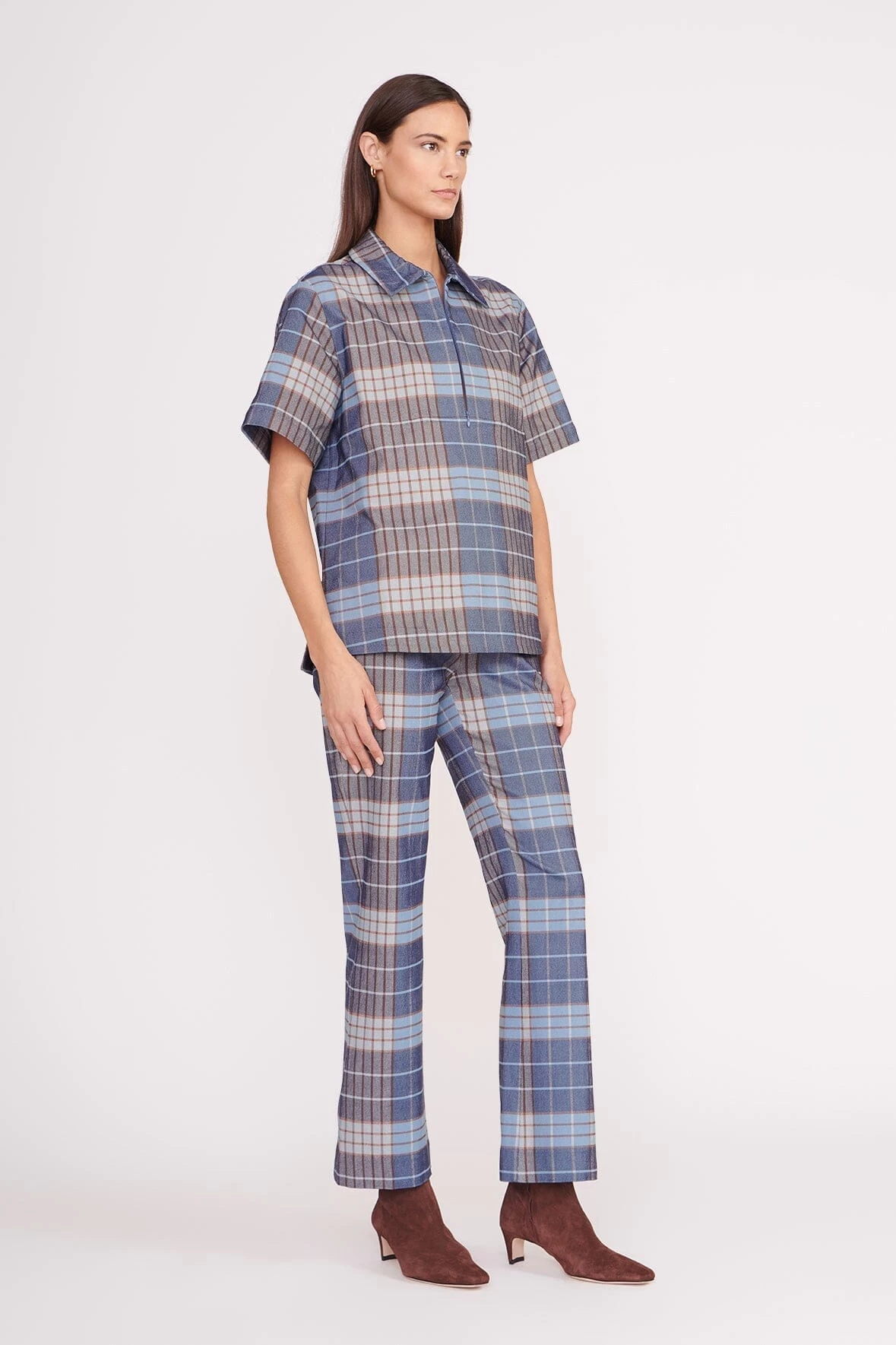 THELMA TOP | FRENCH BLUE MEGA PLAID 2 THELMA TOP | FRENCH BLUE MEGA PLAID - Image 2